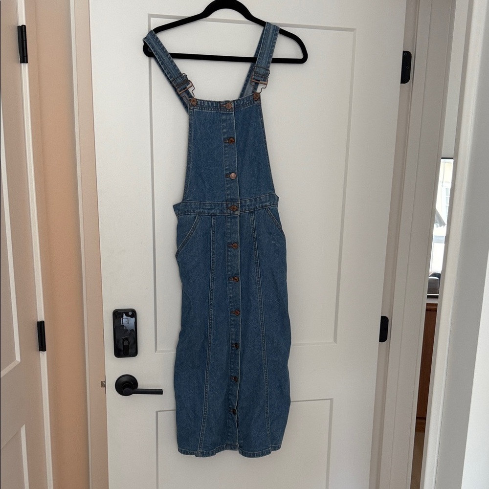 Denim Button-Front Pinafore Dress